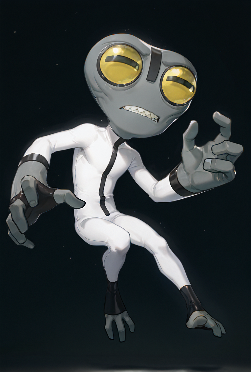 23805-2478549223-_lora_greymatter-09_1_ greymatter, solo, 1boy, white bodysuit, grey skin, , small body, big hands,  , sharp teeth, big yellow ey.png